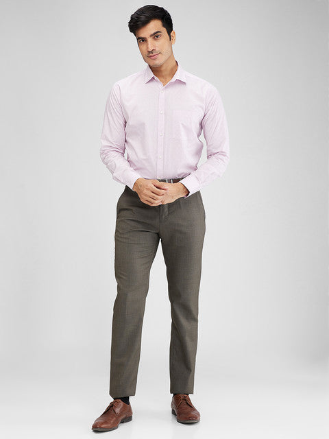 Raymond Men Brown Solid Slim Fit Polyester Blend Trouser