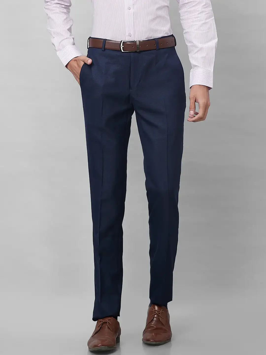 Raymond Men Blue Structure Slim Fit Polyester Blend Trouser