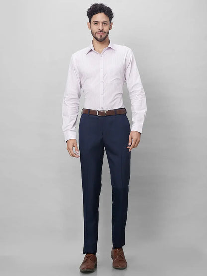 Raymond Men Blue Structure Slim Fit Polyester Blend Trouser