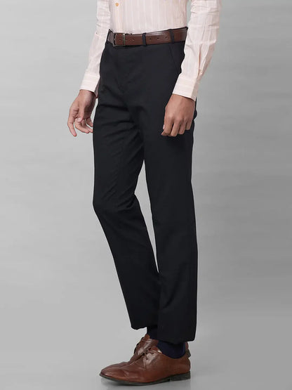 Raymond Men Black Structure Slim Fit Polyester Blend Trouser