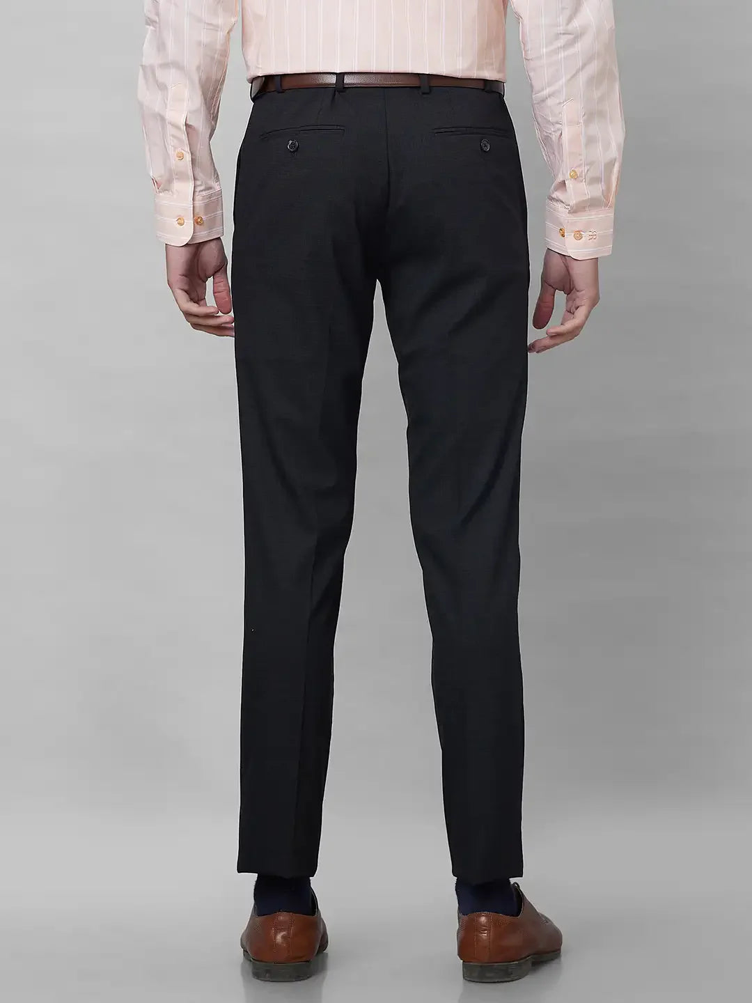 Raymond Men Black Structure Slim Fit Polyester Blend Trouser