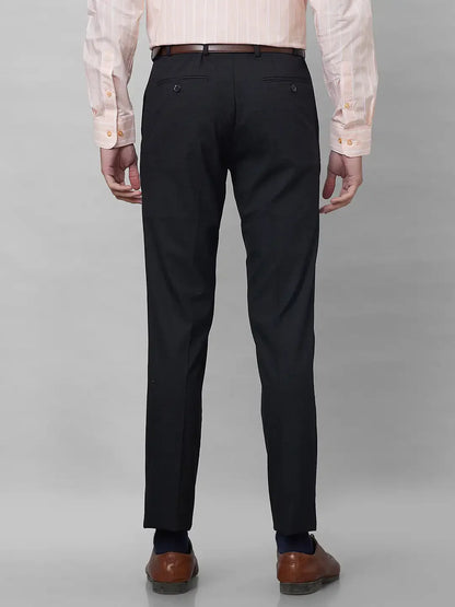 Raymond Men Black Structure Slim Fit Polyester Blend Trouser