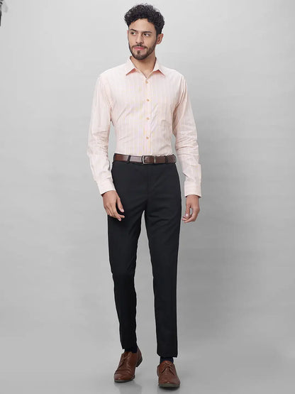 Raymond Men Black Structure Slim Fit Polyester Blend Trouser