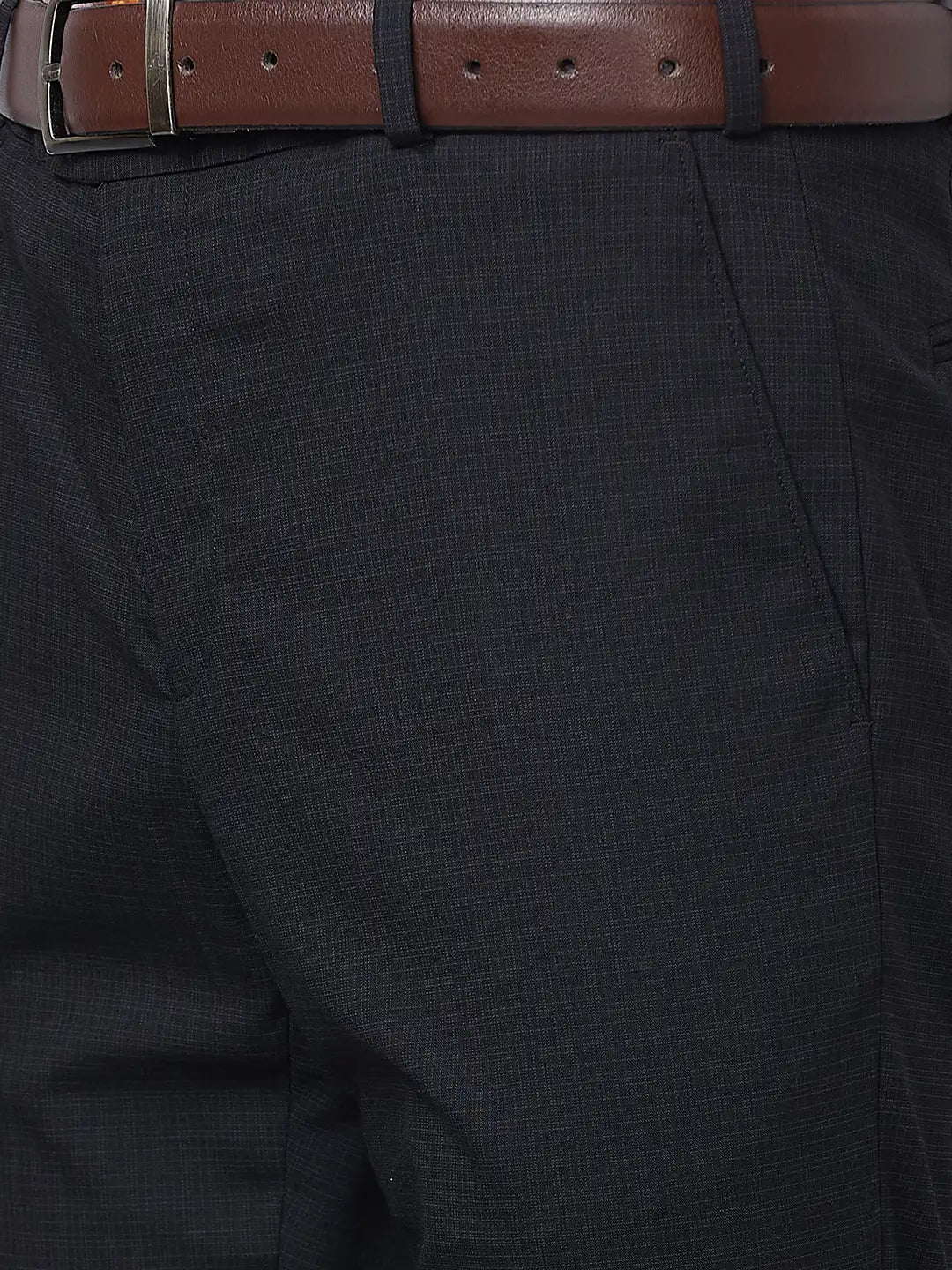 Raymond Men Black Structure Slim Fit Polyester Blend Trouser