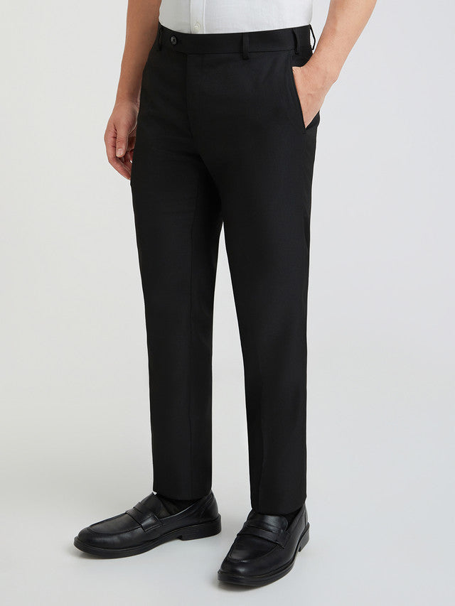Raymond Men Black Structure Slim Fit Polyester Blend Trouser