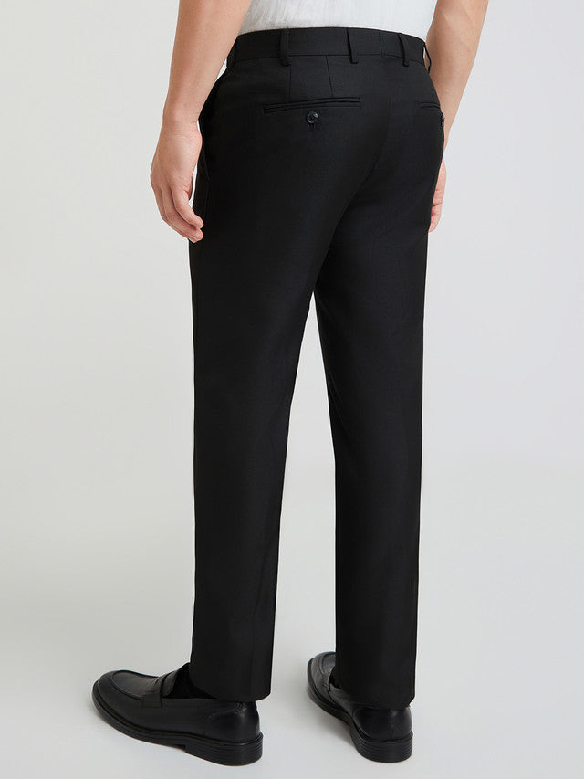 Raymond Men Black Structure Slim Fit Polyester Blend Trouser