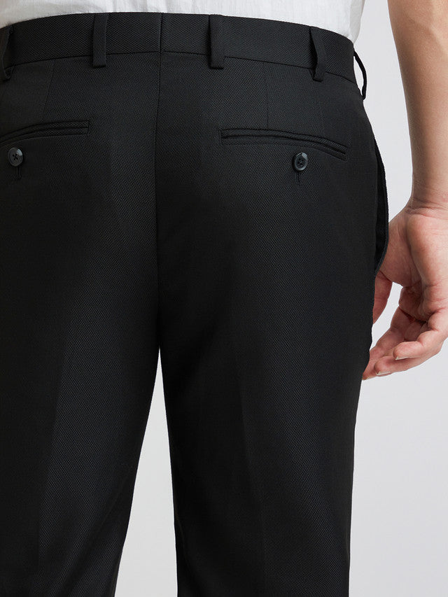 Raymond Men Black Structure Slim Fit Polyester Blend Trouser
