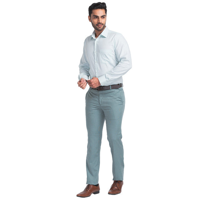 Raymond Men Green Self Design Slim Fit Trouser
