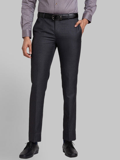 Raymond Grey Checks Slim Fit Polyester Blend Trouser