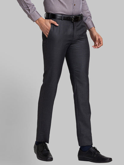 Raymond Grey Checks Slim Fit Polyester Blend Trouser
