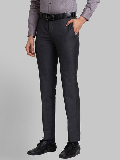 Raymond Grey Checks Slim Fit Polyester Blend Trouser