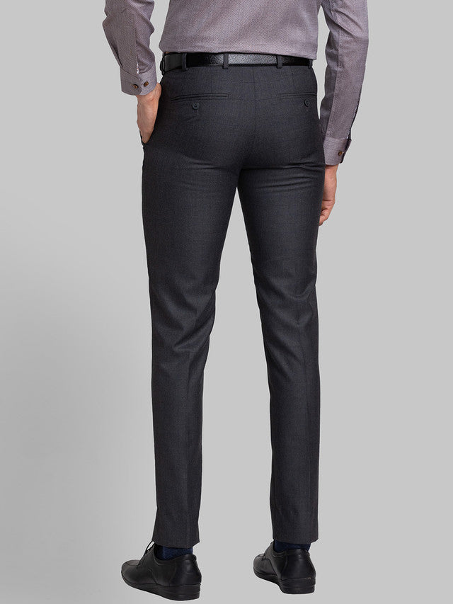 Raymond Grey Checks Slim Fit Polyester Blend Trouser