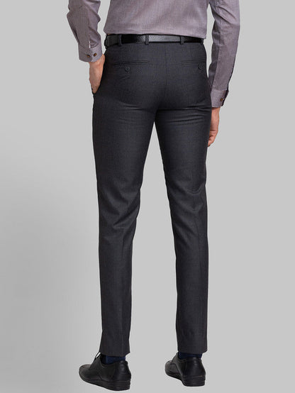 Raymond Grey Checks Slim Fit Polyester Blend Trouser