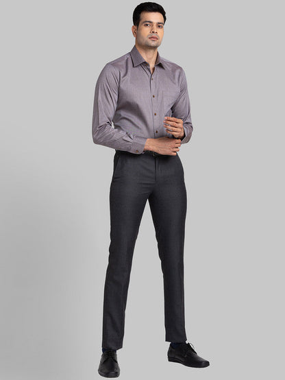 Raymond Grey Checks Slim Fit Polyester Blend Trouser