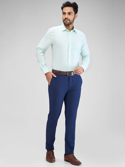 Raymond Blue Checks Slim Fit Terry Rayon Blend Trouser