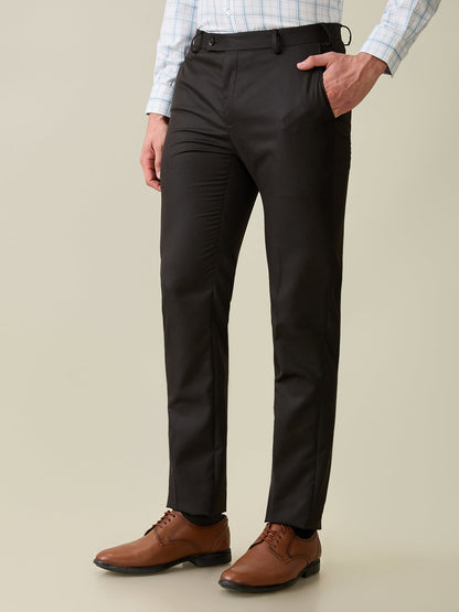 Raymond Men Brown Solid Slim Fit Polyester Blend Trouser