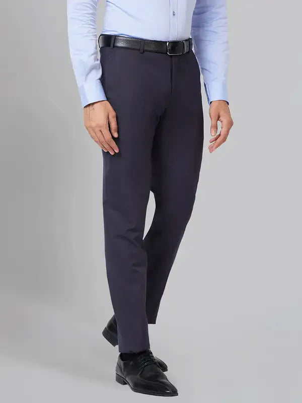 Men Violet Slim Fit Solid Polyester Blend Trouser
