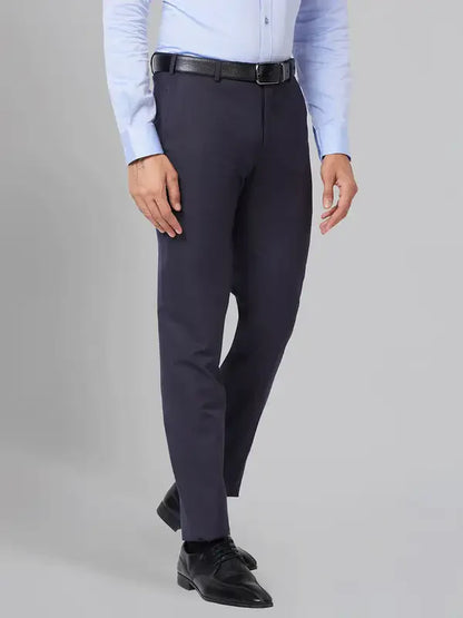 Men Violet Slim Fit Solid Polyester Blend Trouser