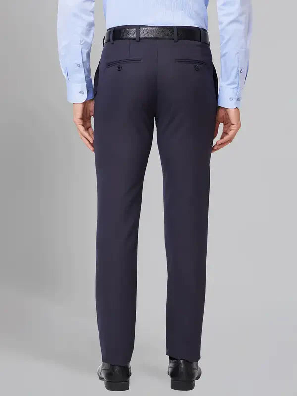 Men Violet Slim Fit Solid Polyester Blend Trouser