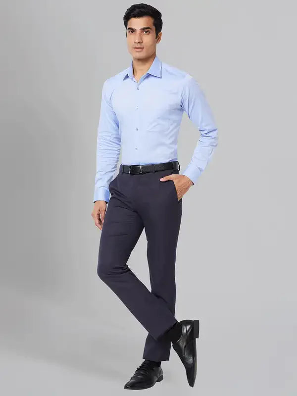 Men Violet Slim Fit Solid Polyester Blend Trouser