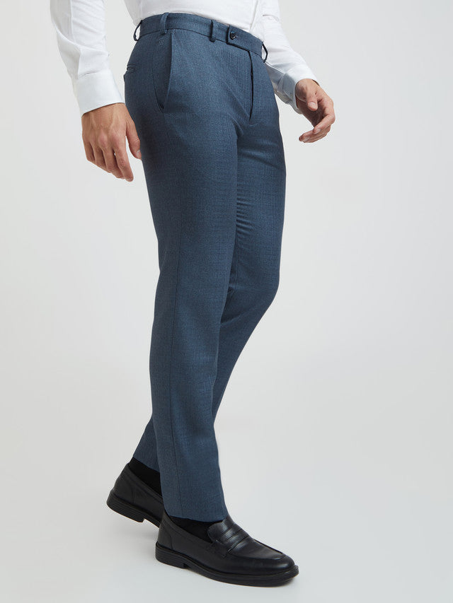 Raymond Men Blue Checks Slim Fit Polyester Blend Trouser