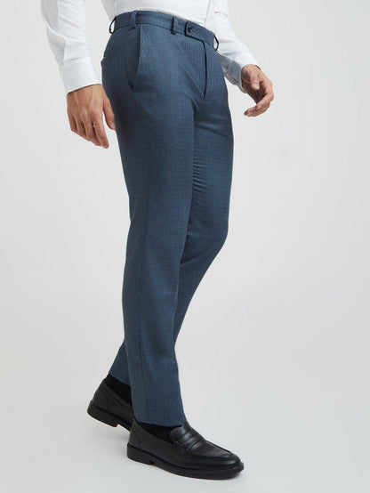 Raymond Men Blue Checks Slim Fit Polyester Blend Trouser