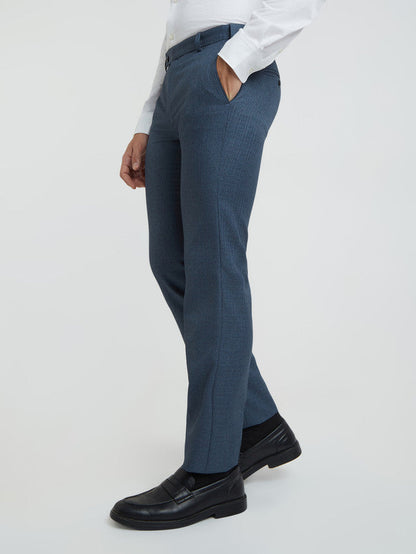 Raymond Men Blue Checks Slim Fit Polyester Blend Trouser