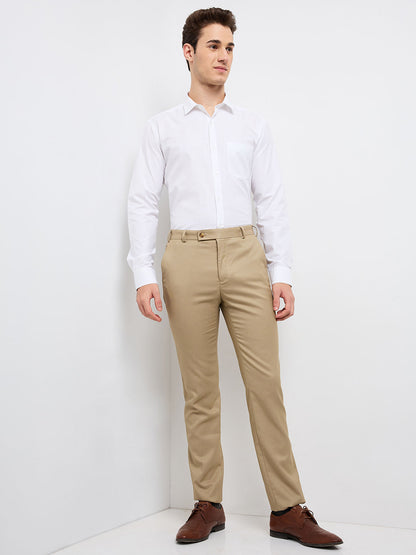 Raymond Men Brown Structure Slim Fit Polyester Blend Trouser