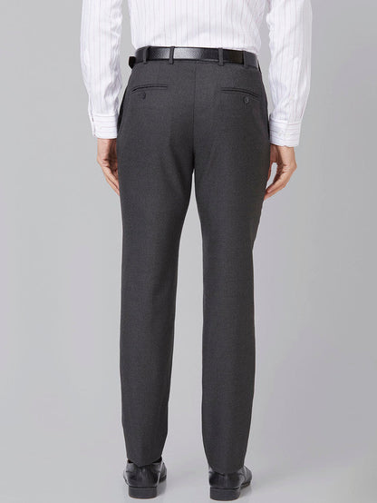 Raymond Men Grey Structure Slim Fit Polyester Blend Trouser