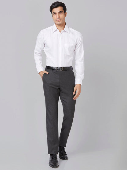 Raymond Men Grey Structure Slim Fit Polyester Blend Trouser