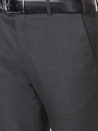 Raymond Men Grey Structure Slim Fit Polyester Blend Trouser