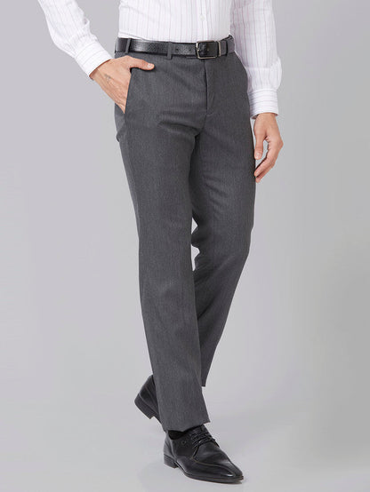 Raymond Grey Stripe Slim Fit Polyester Blend Trouser