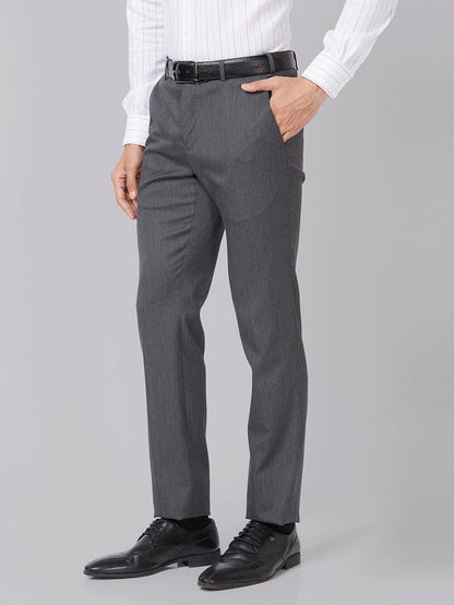 Raymond Grey Stripe Slim Fit Polyester Blend Trouser