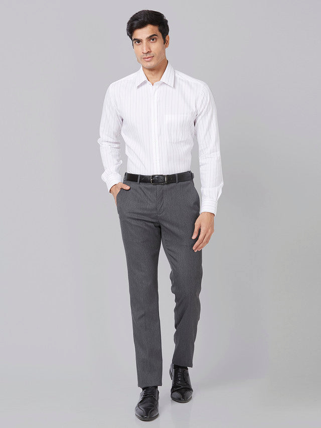 Raymond Grey Stripe Slim Fit Polyester Blend Trouser