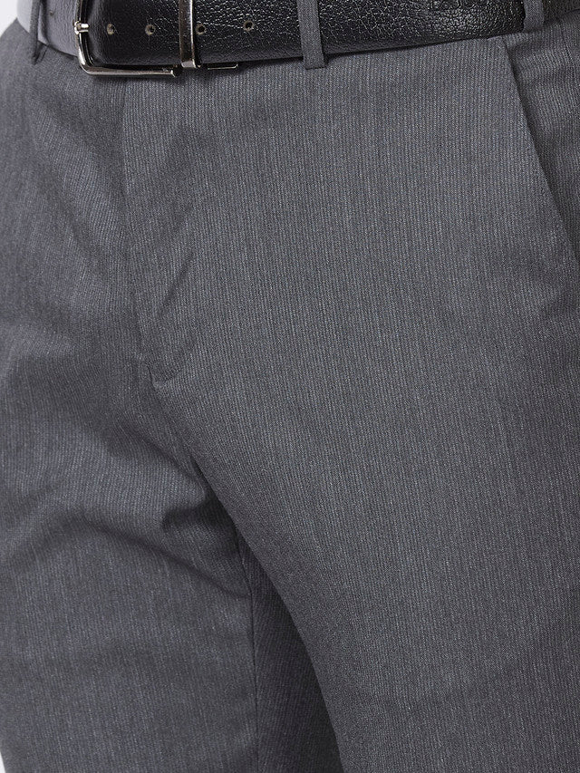 Raymond Grey Stripe Slim Fit Polyester Blend Trouser