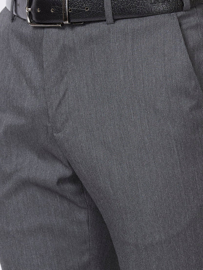 Raymond Grey Stripe Slim Fit Polyester Blend Trouser
