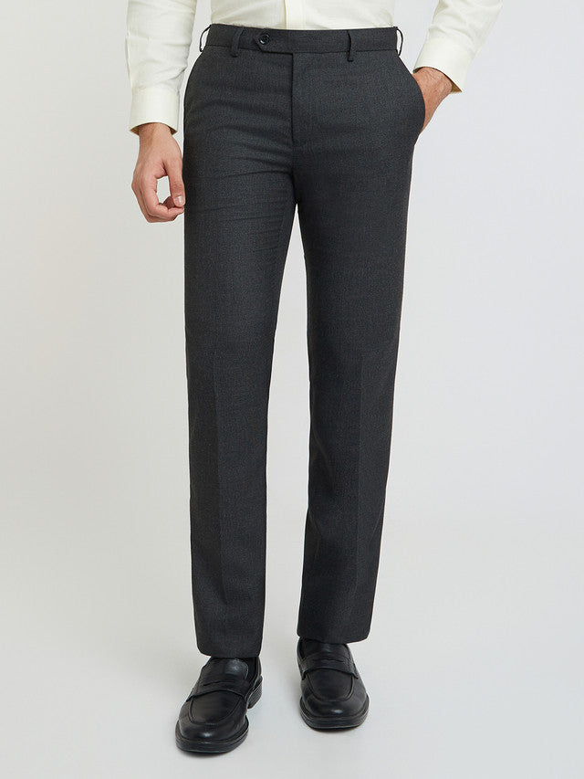 Raymond Grey Structure Slim Fit Polyester Blend Trouser