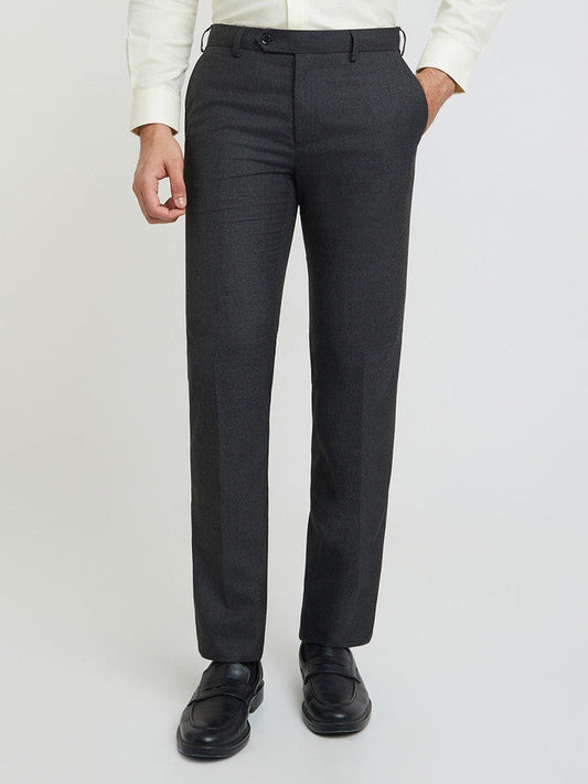 Raymond Grey Structure Slim Fit Polyester Blend Trouser