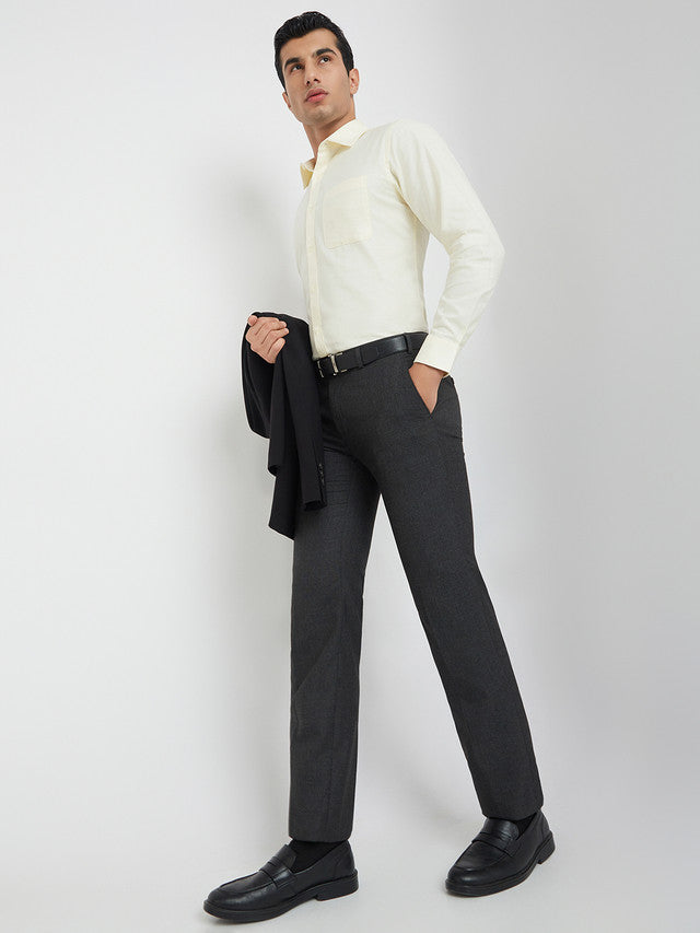 Raymond Grey Structure Slim Fit Polyester Blend Trouser