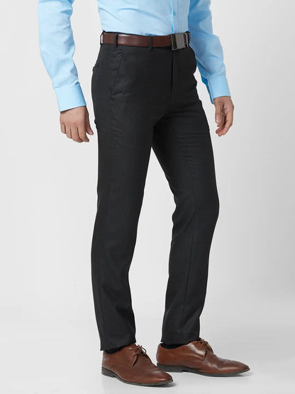 Raymond Men Grey Structure Slim Fit Polyester Blend Trouser