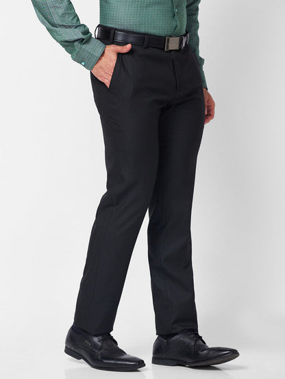 Raymond Black Structure Slim Fit Polyester Blend Trouser