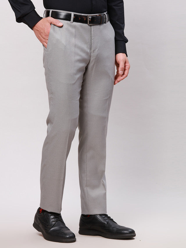 Raymond Men Grey Solid Slim Fit Polyester Blend Trouser