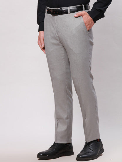 Raymond Men Grey Solid Slim Fit Polyester Blend Trouser