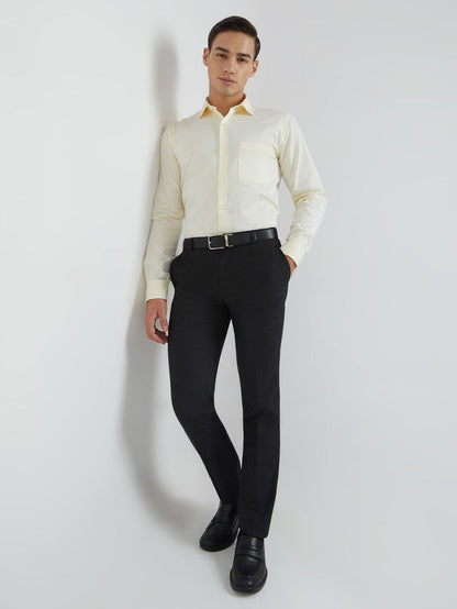 Raymond Men Grey Structure Slim Fit Polyester Blend Trouser