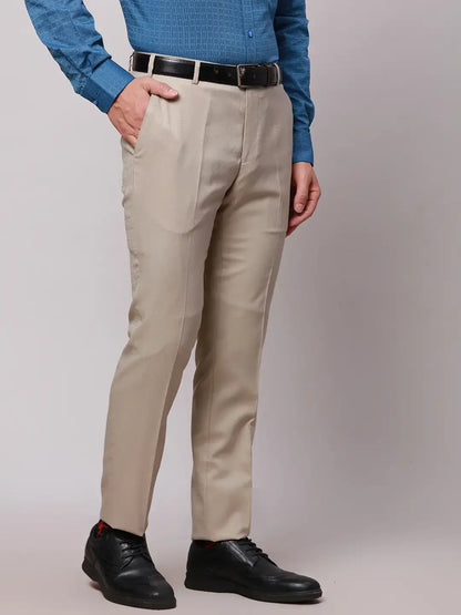 Raymond Men Fawn Slim Fit Structured Polyester Blend Trouser