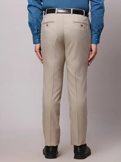 Raymond Men Fawn Slim Fit Structured Polyester Blend Trouser