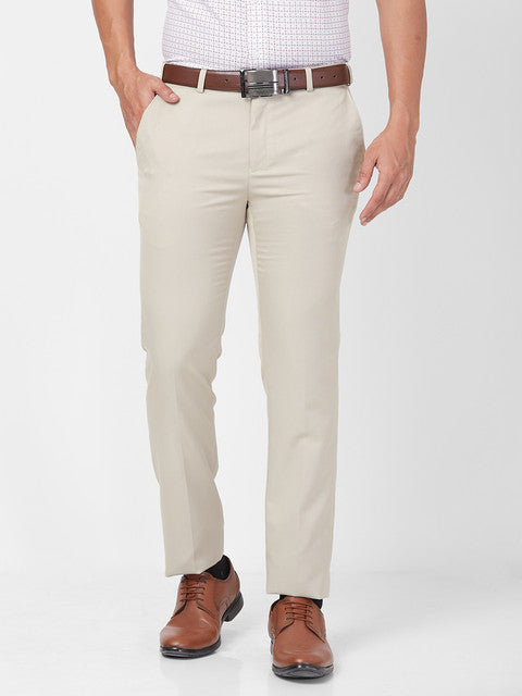 Raymond Men Brown Solid Slim Fit Polyester Blend Trouser