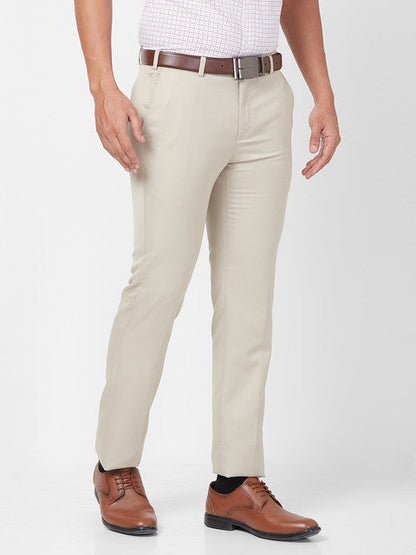 Raymond Men Brown Solid Slim Fit Polyester Blend Trouser