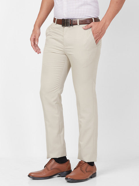 Raymond Men Brown Solid Slim Fit Polyester Blend Trouser