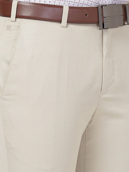 Raymond Men Brown Solid Slim Fit Polyester Blend Trouser